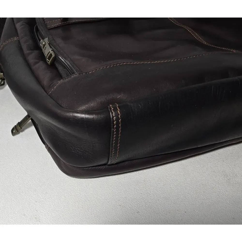 Samsonite Brown/Black Leather Laptop Business Case Briefcase Case Bag